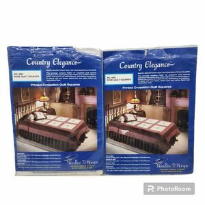 (2) Country Elegance Rose Quilt Squares Cross Stitch Kit #4005 Needles 'N Hoops